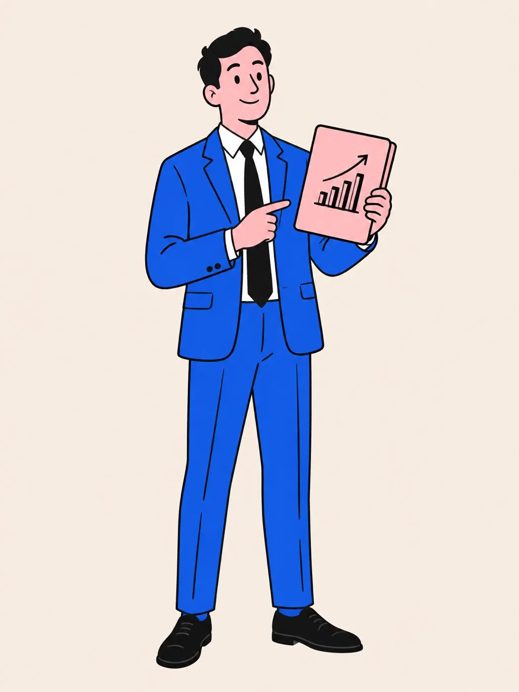A financial advisor holding a folder with a rising chart
