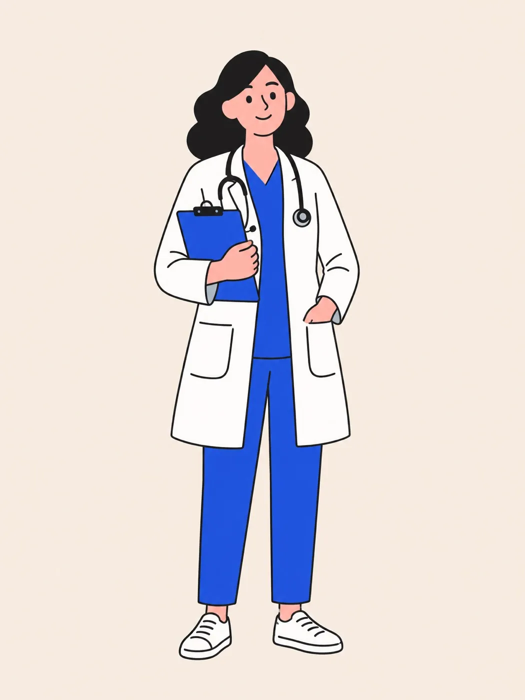 A doctor with a stethoscope and clipboard