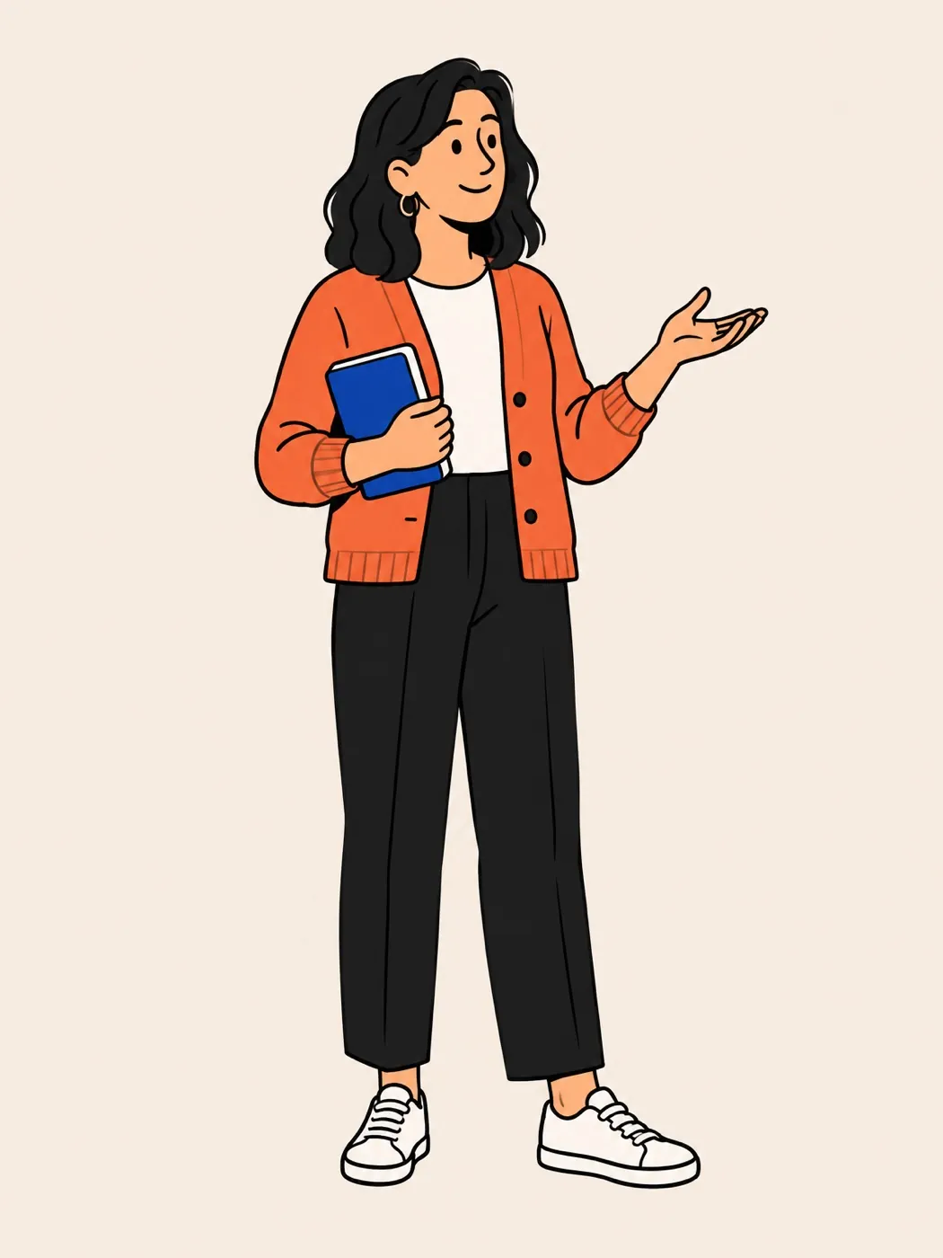 A business coach explaining with an open hand