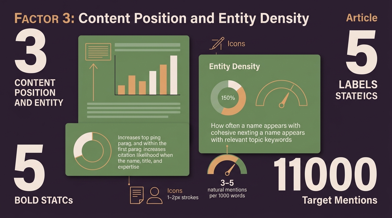 Factor 3: Content position and entity density infographic