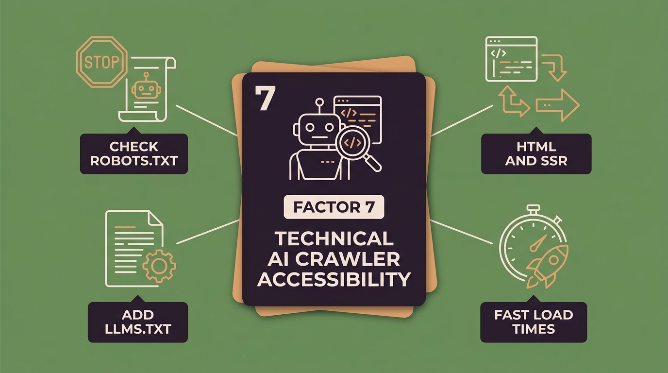 Factor 7: Technical AI crawler accessibility infographic
